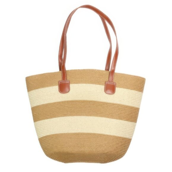 Striped Patterned Straw Woven Bag - Picture 1 of 2